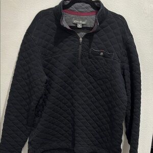 Eddie Bauer Black Quilted Quarter Zip. Pullover. Men’s Large